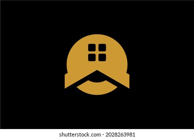Diseño del logotipo inmobiliario. Símbolo abstracto del Monograma O casa. Vector de icono de la casa circular.