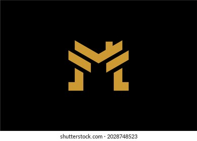 Real estate logo design. Monogram M house abstract symbol. Letter M outline icon vector.
