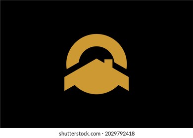 Design des Immobilienlogos. Abstraktes Monogramm-O-Haus-Symbol. Vektorgrafik des Circle House Icon.