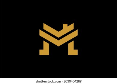 Real estate logo design. Monogram M house abstract symbol. Letter M outline icon vector.