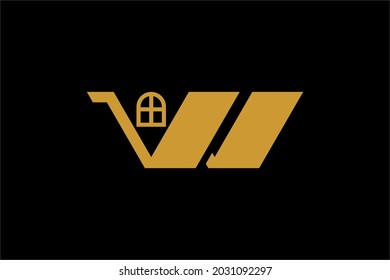 Diseño del logotipo inmobiliario. Letra monograma símbolo abstracto casa W. Guión del vector de icono de inicio.