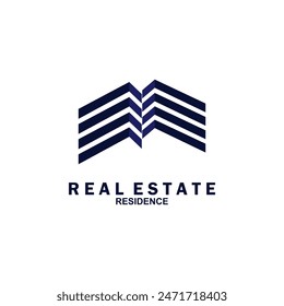 Real estate logo design. Perspective view of modern building. Residence logo template. Construction logo. Twin skyscraper logo ideas.