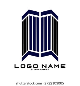 Logo-Design für Immobilien. Perspektive des modernen Gebäudes. Logo-Vorlage für Wohnsitz. Baulogo. Ideen für das Logo von Twin Skyscraper.