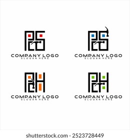 Design de logotipo imobiliário definido com conceito de letra P C S.