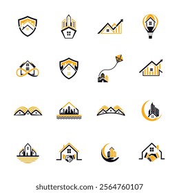 real estate logo design set on white background 