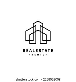 real estate logo design with simple line art style 2