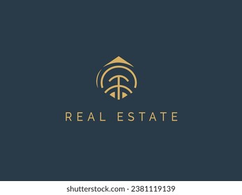 Real estate logo design simple vector element. home construction and Architecture Building Logo. Modern House symbol Linear Style template.