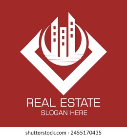 Real estate logo design simple concept Premium Vector