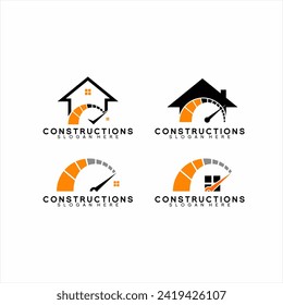 Real estate logo design with speedometer concept.