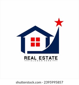 Real Estate logo design with stars and windows.