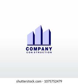 Real Estate Logo Design Template, Blue Tower, Buildings Logo Concept
