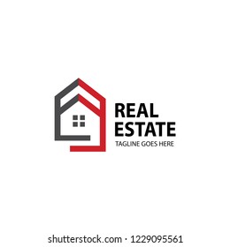 Real estate logo design template. Vector illustration