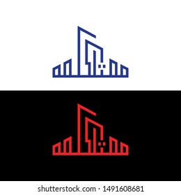 Real Estate logo design template. Corporate branding identity. Line icon, logo - Vector