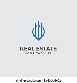 real estate logo design template, Construction Architecture Building symbol vector editable