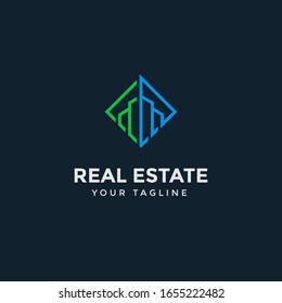 real estate logo design template, Construction Architecture Building symbol vector editable