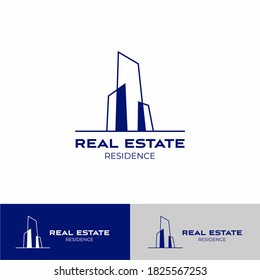 Real estate logo design template. Residence logo. Construction logo. Skyscraper logo. Rental. Business. Branding.