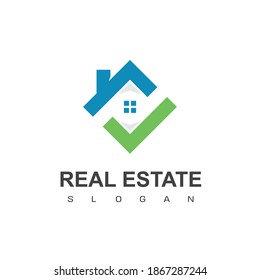 Real Estate Logo design template. Good House Logo With Check Symbol