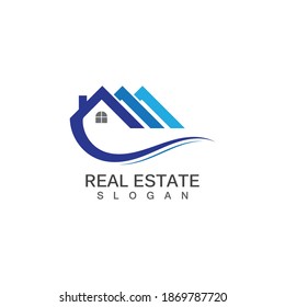 Plantilla de diseño del logotipo inmobiliario. Vector de logotipo de techo