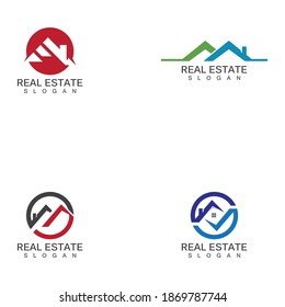 Plantilla de diseño del logotipo inmobiliario. Vector de logotipo de techo