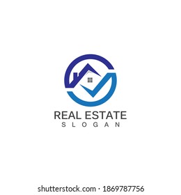 Plantilla de diseño del logotipo inmobiliario. Vector de logotipo de techo