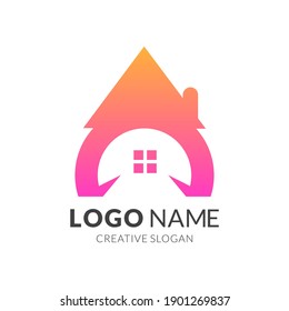Real estate logo design template for business visual identity. Vector illustration for print or web. Houses and skyscrapers theme