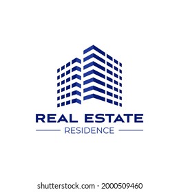 Real estate logo design template. Perspective view of buildings. Residence logo Construction logo. Skyscraper logo. Rental. Business. Branding.