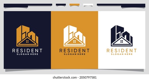 Real estate logo design template with modern unique concept Premium Vector 