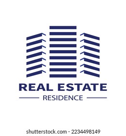 Real estate logo design template. Perspective view of buildings. Residence logo Construction logo. Skyscraper logo. Rental. Business. Branding.