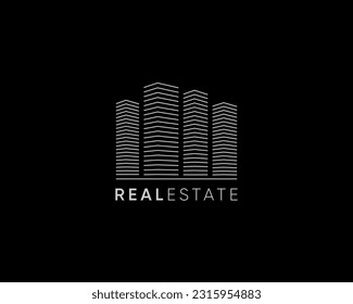 Real estate logo design template for skyscrapers, cityscape, architecture and construction.