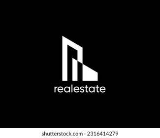 Real estate logo design template for business identity. Modern building, architecture, property, skyscrapers, construction and planning symbol.