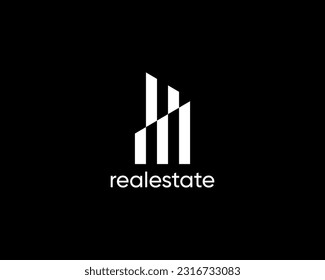 Design-Vorlage für das Immobilienlogo für Geschäftsidentität. Modernes Gebäude, Architektur, Immobilien, Wolkenkratzer, Bau- und Planungslogo Konzept.