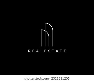 Real estate logo design template for business identity. Modern real estate, building, apartment, skyscraper, architecture logo design concept.