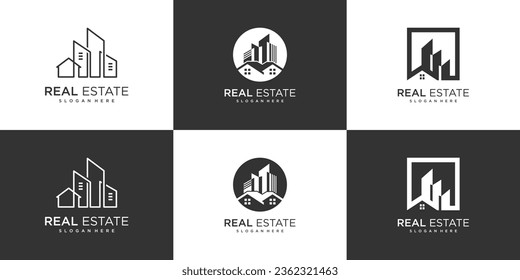 Design-Vorlage für das Immobilienlogo mit modernem und kreativem Konzept Premium Vector