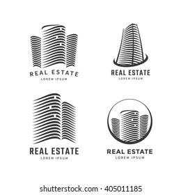 Real estate logo design template. Vector set modern building icon.