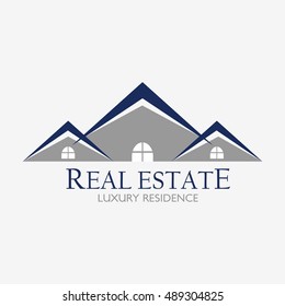 Real Estate Logo Design Template. Creative abstract real estate icon logo and business card template. Vector Illustration