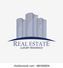 Real Estate Logo Design Template. Creative abstract real estate icon logo and business card template. Vector Illustration