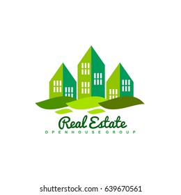 Real Estate logo design template. Corporate branding identity. Eco and green logo