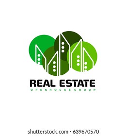 Real Estate logo design template. Corporate branding identity. Eco and green logo
