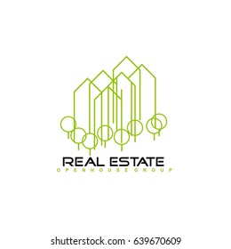 Real Estate logo design template. Corporate branding identity. Eco and green logo