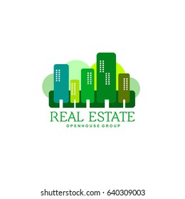 Real Estate logo design template. Corporate branding identity. Eco and green logo