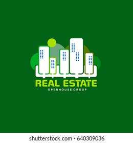 Real Estate logo design template. Corporate branding identity. Eco and green logo