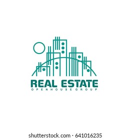 Real Estate logo design template. Corporate branding identity. Eco and green logo