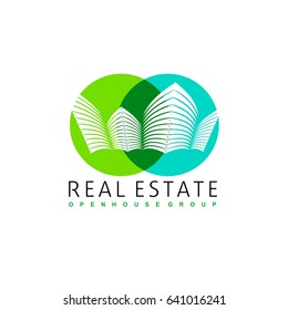 Real Estate logo design template. Corporate branding identity. Eco and green logo