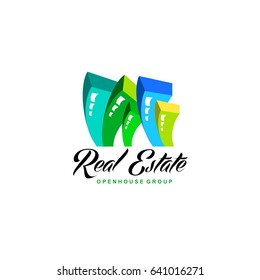 Real Estate logo design template. Corporate branding identity. Eco and green logo