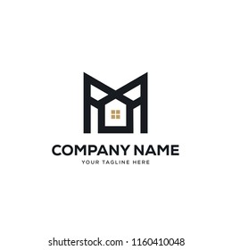 real estate logo design vector, initial letter logo m design template