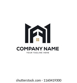 real estate logo design vector, initial letter logo m design template