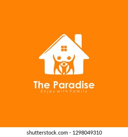 Real estate logo design vector template with negative space concept