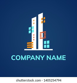 Real estate logo design. Vector illustration