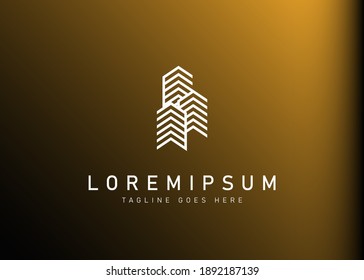 Real estate logo design. Vector illustration of abstract minimalist building. Modern logo design line icon template