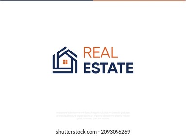 Diseño del logotipo inmobiliario. Plantilla de logotipo de vectores. Un símbolo de casa moderno y de moda con ventanas en el centro. Icono de forma de propiedad aislada en dos colores diferentes. EPS10